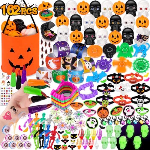 nicknack Halloween Party Mitgebsel Kindergeburtstag 162Stück, 24er-Pack mit vorgefüllten Kürbis & Schädel, Spielzeug Halloween Set mit Pinata Füllung, Geschenke für Kinder Party und Trick or Treat von nicknack