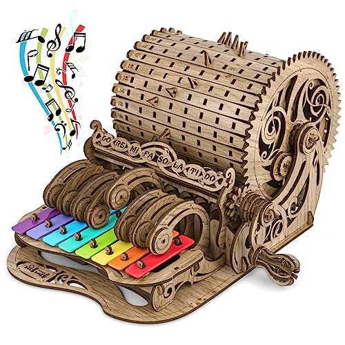 nicknack 3D Holz Modell Kits Klavier Hand Cranked Spieluhr Mechanische BAU Puzzle Geschenke Baukästen für Jugendliche Erwachsene zu Bauen - Dunkel von nicknack
