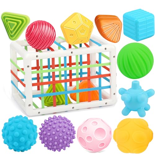 nicknack Montessori Baby Spielzeug für 1 Jahr alte, Baby Sensorische Spielzeuge 6-12 Monate, 11 Stück Sortier & Stapelspielzeug Geschenke für Kleinkinder 18 Monate+ von nicknack