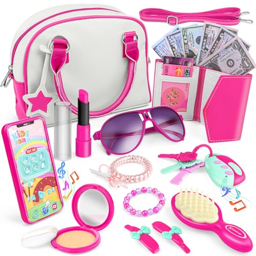 nicknack Handtasche für Mädchen, Kinderschminke Set, Pretend Play Spielzeug Schminke Kinder Spielzeug Geschenke für Mädchen Kinder 3-12 Jahre von nicknack
