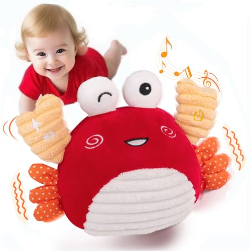 Krabbe Baby Spielzeug 6 bis 12 Monate, musikalisches tanzendes Krabbelspielzeug mit Sensor, Kuscheltier Geschenk 1 2 3 4 Jahre Junge Mädchen-Verstellbare Lautstärke, 100 Lieder und Aufnahmefunktion von nicknack