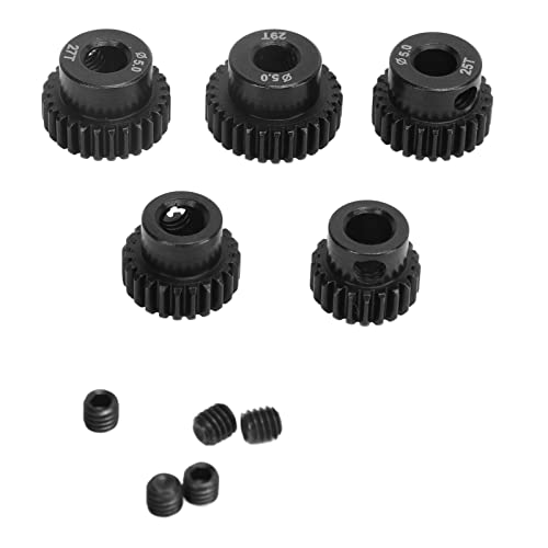 nikusaz 48DP Schwarzer Ritzelsatz, 5,0 Mm Chrom-Molybdän-legierter Stahl 21T 23T 25T 27T 29T, RC-Motorgetriebesatz für 1/10 RC-Car-Motor von nikusaz