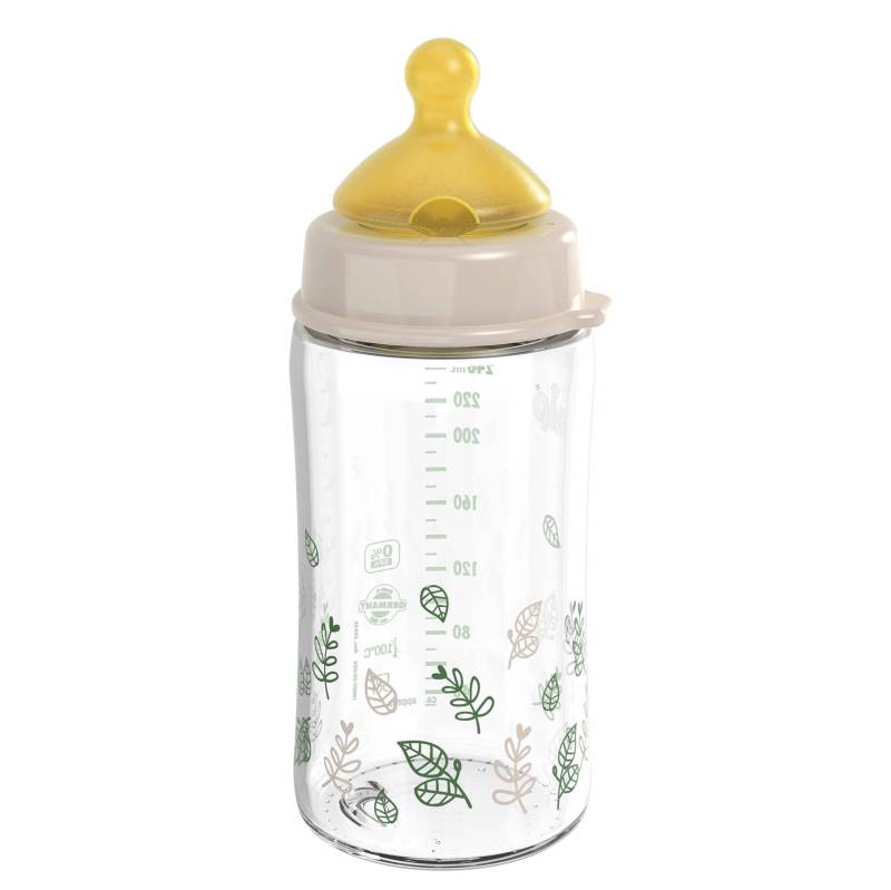 nip - Glas-Babyflasche Weithals 240ml - beige von nip