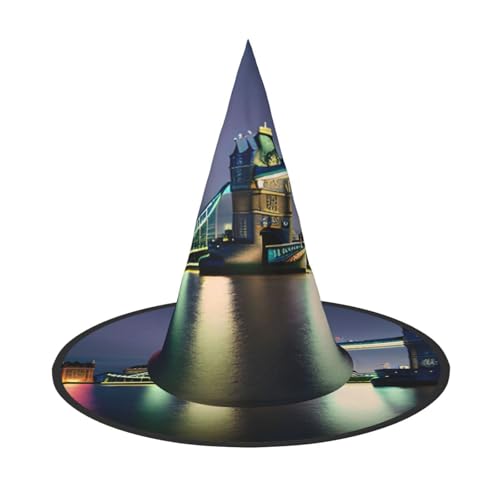 Fashion Night London Tower Bridge Print Halloween Full Hat, faltbare Cosplay-Kopfbedeckung, Kostümzubehör von njkhbolk