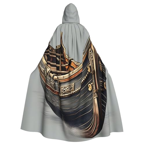 Unisex Kapuzenumhang mit altem Wikingerboot, volle Länge, Halloween-Umhang, Cosplay, Karneval von njkhbolk