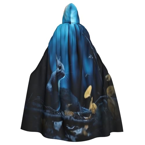 njkhbolk Blauer Chinchillas und Mond1 Druck Karneval Umhang Kapuzenumhang Cosplay Kostüm Uni Robe Umhang von njkhbolk