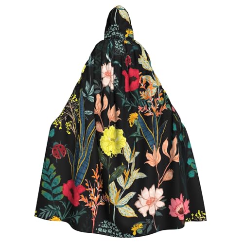 njkhbolk Buntes Boho-Blumenmuster, mit Kapuze, für Halloween, Cosplay, Karneval von njkhbolk