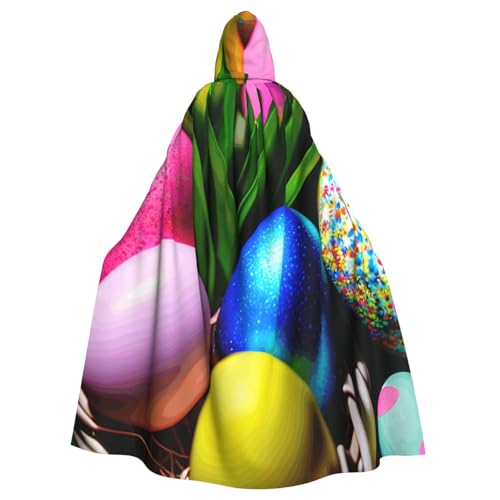njkhbolk Buntes Ostereier-Motiv, Unisex, mit Kapuze, Umhang, Halloween, Cosplay, Karneval von njkhbolk