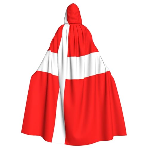 njkhbolk Dänemark Dänische Flagge Druck Karneval Umhang Kapuzenumhang Cosplay Kostüm Uni Robe Umhang von njkhbolk