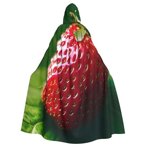 njkhbolk Faschingsumhang mit Erdbeer-Druck, Kapuzenumhang, Cosplay-Kostüm, Uni Umhang von njkhbolk