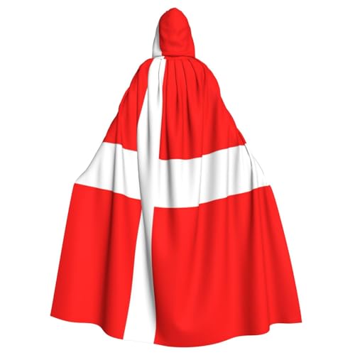 njkhbolk Kapuzenumhang mit Dänemark-Flagge, Unisex, volle Länge, Halloween-Umhang, Cosplay, Karneval von njkhbolk