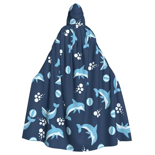 njkhbolk Kapuzenumhang mit Delfinkugeln, Unisex, volle Länge, Halloween-Umhang, Cosplay, Karneval von njkhbolk