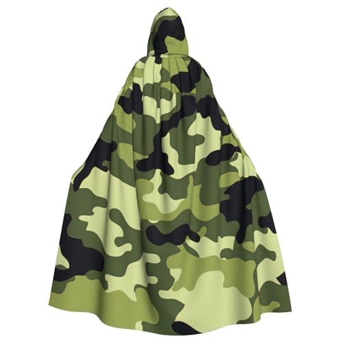 njkhbolk Kapuzenumhang mit Kapuze, Unisex, Camouflage, Grün, für Halloween, Cosplay, Karneval von njkhbolk