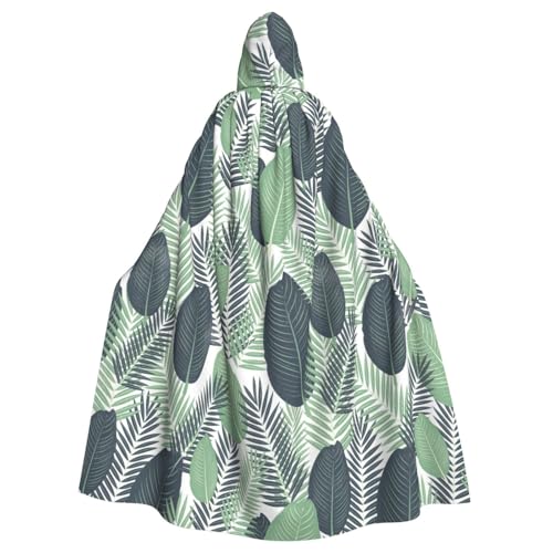njkhbolk Kapuzenumhang mit grünem tropischem Blättermuster, Unisex, Halloween-Umhang, Cosplay, Karnevalskostüm von njkhbolk