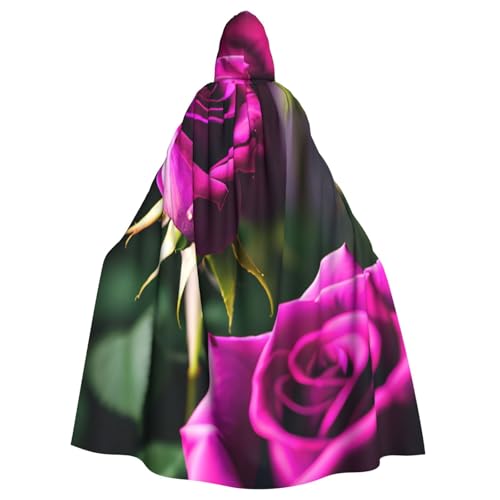 njkhbolk Kapuzenumhang mit violettem Rosenmuster, Unisex, Halloween-Umhang, Cosplay, Karneval von njkhbolk