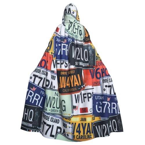 njkhbolk Karnevals-Umhang mit Nummernschild-Druck, Kapuzenumhang, Cosplay-Kostüm, Uni, Umhang von njkhbolk