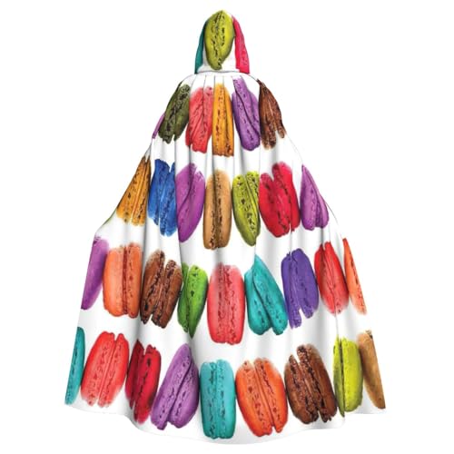 njkhbolk Macaron Biscuit Flavored Pastries Print Carnival Cloak, Hooded Cape Cosplay Costume Uni Robe Cloak von njkhbolk
