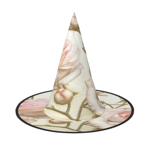 njkhbolk Modische Schönheit, rosa Rosen-Druck, Halloween-Vollhut, faltbare Cosplay-Kopfbedeckung, Kostümzubehör von njkhbolk