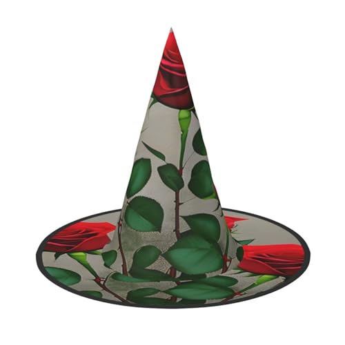 njkhbolk Modische rote Rose und Blumen, 1 Druck, Halloween, kompletter Hut, faltbare Cosplay-Kopfbedeckung, Kostümzubehör njkhbolk Modische rote Rose und Blumen, 1 Druck, Halloween, kompletter Hut, faltbare Cosplay-Kopfbedeckung, Kostümzubehör von njkhbolk