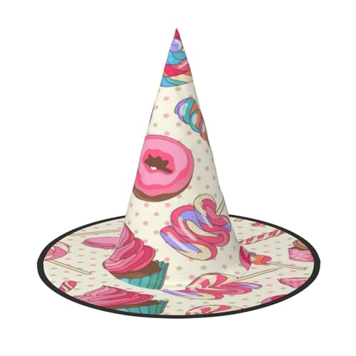 njkhbolk Modischer, bunter süßer Lutscher-Cupcake-Donut-Druck, Halloween, kompletter Hut, faltbare Cosplay-Kopfbedeckung, Kostümzubehör njkhbolk Modischer, bunter süßer Lutscher-Cupcake-Donut-Druck, Halloween, kompletter Hut, faltbare Cosplay-Kopfbedeckung, Kostümzubehör von njkhbolk