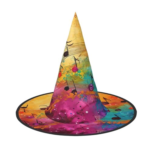 njkhbolk Modischer, farbenfroher Halloween-Hut mit Musiknoten, faltbar, Cosplay-Kopfbedeckung, Kostümzubehör njkhbolk Modischer, farbenfroher Halloween-Hut mit Musiknoten, faltbar, Cosplay-Kopfbedeckung, Kostümzubehör von njkhbolk