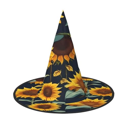 njkhbolk Modischer, schöner Sonnenblumen-Druck, Halloween-Vollhut, faltbare Cosplay-Kopfbedeckung, Kostümzubehör von njkhbolk