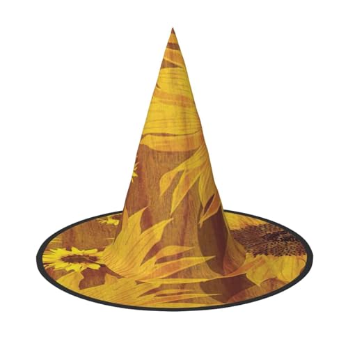 njkhbolk Modischer, schöner Sonnenblumen-Druck, Halloween-Vollhut, faltbare Cosplay-Kopfbedeckung, Kostümzubehör von njkhbolk