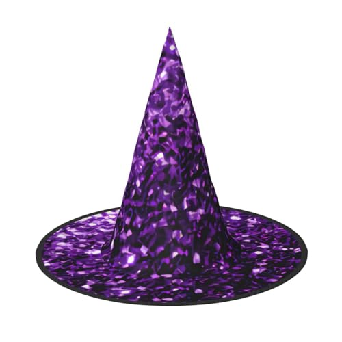njkhbolk Modischer, schöner lila Glitzer-Druck, Halloween-Vollhut, faltbare Cosplay-Kopfbedeckung, Kostümzubehör von njkhbolk