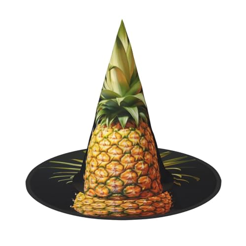 njkhbolk Modischer Ananas-Maldruck, Halloween, voller Hut, faltbare Cosplay-Kopfbedeckung, Kostümzubehör von njkhbolk