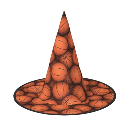 njkhbolk Modischer Basketball-Hut, orangefarbener Druck, Halloween, faltbar, Cosplay-Kopfbedeckung, Kostümzubehör von njkhbolk
