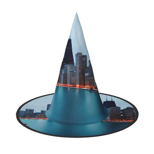 njkhbolk Modischer Chicago-Druck, Halloween-Vollhut, faltbare Cosplay-Kopfbedeckung, Kostümzubehör von njkhbolk