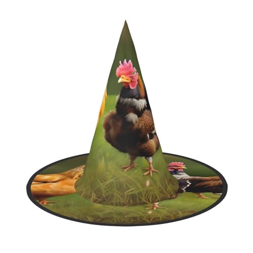 njkhbolk Modischer Hahn-Druck, Halloween-Vollhut, faltbare Cosplay-Kopfbedeckung, Kostümzubehör von njkhbolk