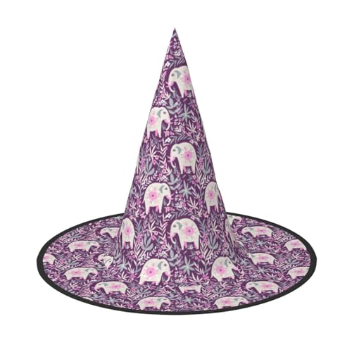 njkhbolk Modischer Halloween-Hut mit Blumen-Elefanten-Druck, faltbar, Cosplay-Kopfbedeckung, Kostümzubehör von njkhbolk