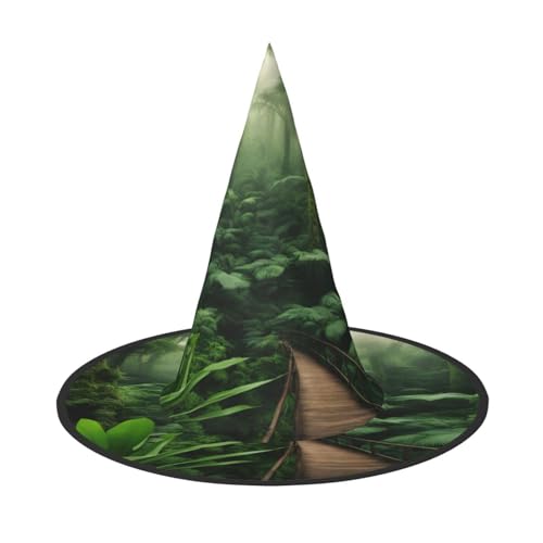 njkhbolk Modischer Halloween-Hut mit tropischem Regenwald-Druck, faltbar, Cosplay-Kopfbedeckung, Kostümzubehör von njkhbolk