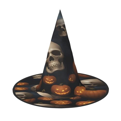 njkhbolk Modischer Halloween-Totenkopf-Druck, Halloween-Vollhut, faltbare Cosplay-Kopfbedeckung, Kostümzubehör von njkhbolk