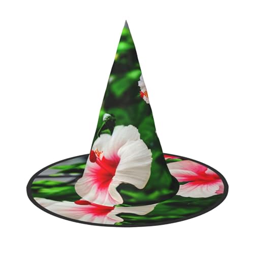 njkhbolk Modischer Hibiskusblumen-Druck, Halloween-Vollhut, faltbare Cosplay-Kopfbedeckung, Kostümzubehör von njkhbolk