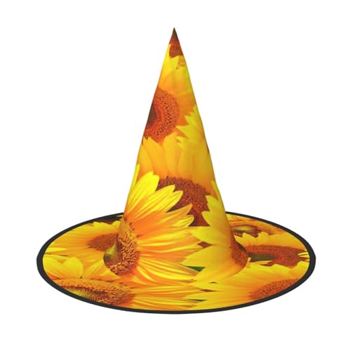 njkhbolk Modischer Hut mit gelbem Sonnenblumen-Druck, Halloween, faltbar, Cosplay-Kopfbedeckung, Kostümzubehör njkhbolk Modischer Hut mit gelbem Sonnenblumen-Druck, Halloween, faltbar, Cosplay-Kopfbedeckung, Kostümzubehör von njkhbolk