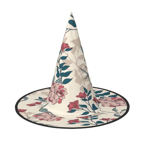 njkhbolk Modischer Hut mit rosa Blumen und Blättern, faltbar, Cosplay-Kopfbedeckung, Kostümzubehör von njkhbolk