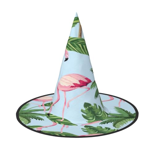 njkhbolk Modischer Hut mit tropischem Flamingo-Druck, Halloween, faltbar, Cosplay-Kopfbedeckung, Kostümzubehör von njkhbolk