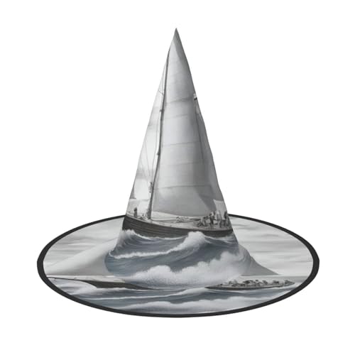 njkhbolk Modischer Ozean-Segelaufdruck, Halloween-Vollhut, faltbare Cosplay-Kopfbedeckung, Kostümzubehör von njkhbolk