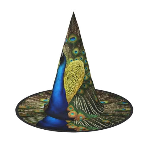 njkhbolk Modischer Pfauenfeder-Druck, Halloween-Vollhut, faltbare Cosplay-Kopfbedeckung, Kostümzubehör von njkhbolk