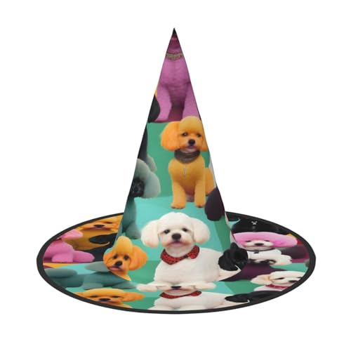 njkhbolk Modischer Pudelhut, Hunde-Druck, Halloween-Vollhut, faltbar, Cosplay-Kopfbedeckung, Kostümzubehör von njkhbolk