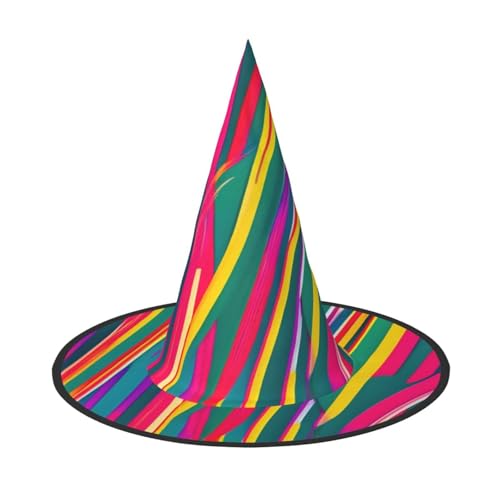 njkhbolk Modischer Regenbogen-Linien-Druck, Halloween-Vollhut, faltbare Cosplay-Kopfbedeckung, Kostümzubehör von njkhbolk