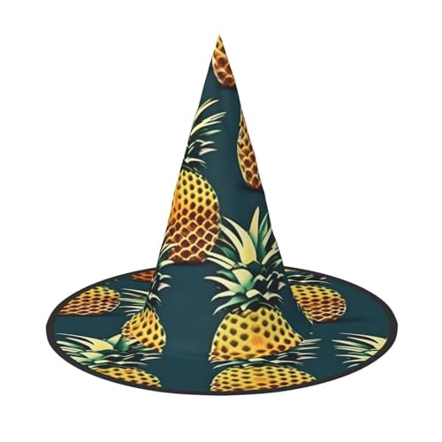 njkhbolk Modischer Retro-Ananas-Druck, Halloween-Vollhut, faltbare Cosplay-Kopfbedeckung, Kostümzubehör von njkhbolk