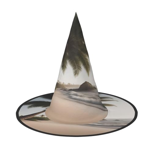 njkhbolk Modischer Sandstrand Palmen-Druck, Halloween-Vollhut, faltbare Cosplay-Kopfbedeckung, Kostümzubehör von njkhbolk