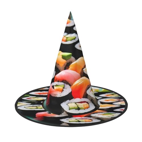 njkhbolk Modischer Sushi-Druck, Halloween-Vollhut, faltbare Cosplay-Kopfbedeckung, Kostümzubehör von njkhbolk