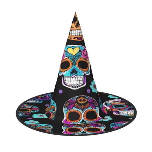 njkhbolk Modischer Totenkopf-Druck, Halloween-Vollhut, faltbar, Cosplay-Kopfbedeckung, Kostümzubehör von njkhbolk