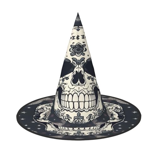 njkhbolk Modischer Totenkopf-Hut, Yoga- und Blumendruck, Halloween, faltbar, Cosplay-Kopfbedeckung, Kostümzubehör von njkhbolk