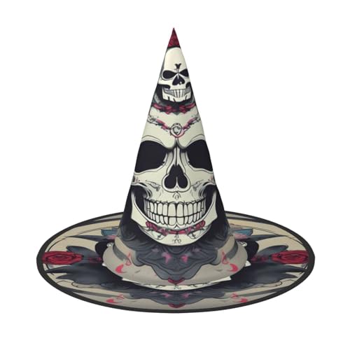 njkhbolk Modischer Totenkopf-Yoga-Druck, Halloween, kompletter Hut, faltbare Cosplay-Kopfbedeckung, Kostümzubehör von njkhbolk