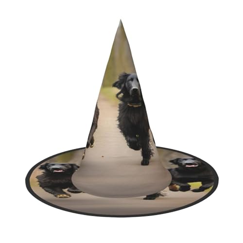 njkhbolk Modischer Trotting Flat Coated Retrievers Paw Print Halloween Full Hat, Faltbare Cosplay Kopfbedeckung, Kostümzubehör von njkhbolk